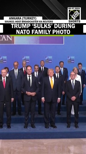 U.S. President Donald Trump ‘sulks’ during NATO family photo even as other leaders smile