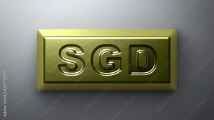 Singapore dollar sign on the gold bullion. Looping footage with Encoder Prores 4444 has 4K Resolution. Stock Video