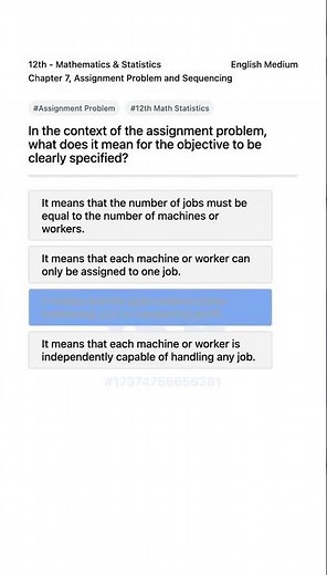 Understanding Assignment Problem Objectives 12th Math Statistics