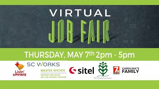 Looking for a job? Get the details on SC Works Greater Upstate's first-ever virtual job fair coming this Thursday, May 7. https://7.wspa.com/2VFvOOP?utm_medium=social&utm_source=facebook_WSPA_7News | WSPA 7News
