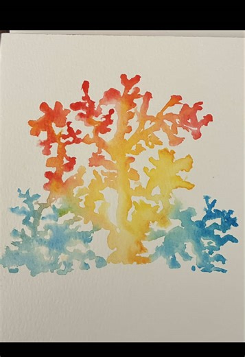 Paint easy coral with me #firsttutorial🤣 #watercolorpainting #easywatercolortutorials #watercolor #coral