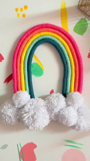 Yarn Wrapped Rainbow Craft for Kids