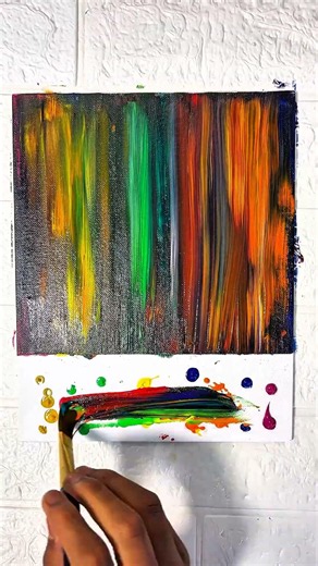🔥 Easy Abstract Painting 🎨 | Neon Forest Art #shorts #art #naturelandscape