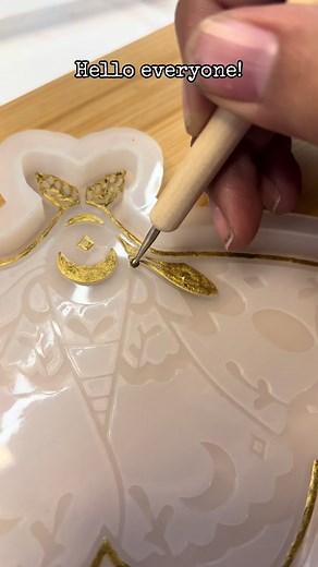 This is my process on pouring resin. I take my time and i work with 2 ounces at a time to fill in all the crevices first. Then i pour my first layer, then second and sometimes third depending on the mold and size. This takes me a lot of time but i do enjoy it. I work slow and small amounts at a time. #resin #resinpour #resinpouring #resinart #resincrafts #resinaepoxi #witchy #witch #witchyaesthetic #witchesoftiktok #witchyvibes #moth #black #gold