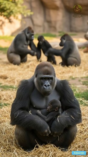 Absolutely precious, Baby Gorilla Copying Its Mother’s Chest Drumming.🦍👑🍃 #fblifestyle #gorillas #naturalgrace | Family gorilla photos