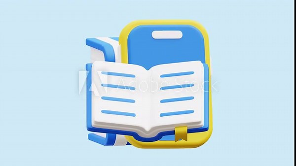 Virtual Library animated 3d icon. Great for business, technology, company, websites, apps, education, marketing and promotion. Library 3d icon animation.