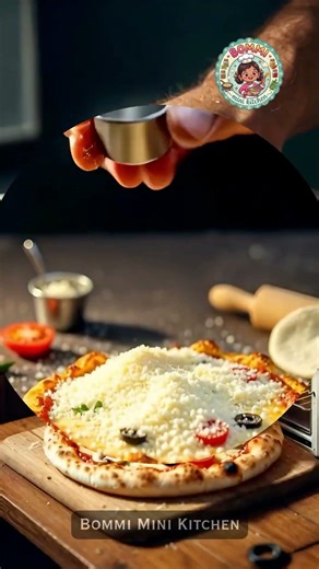 Hand Making Tiny Pizza 🍕 | Mini Pizza AI World | Bommi Mini Kitchen | #shorts #shortsfeed