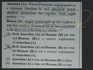 Assertion (A): When two of more organsperform a common function... | Filo