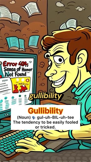 Celebs Teach English on Instagram: "🎬 Josh explains: Gullibility “Gullibility is the tendency to believe things too easily — especially things that aren’t true. A gullible person trusts without questioning, which makes them an easy target for tricks or manipulation.” #Gullibility #CelebsTeachEnglish #LearnEnglish #WordOfTheDay #Vocabulary #SpokenEnglish #FluentEnglish #AI #Josh"