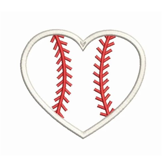 Softball Heart Applique Embroidery File | 12 Sizes | Valentine Softball Design