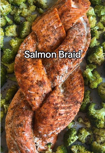 🌱 salmon braids are such a great way to retain the moisture in a salmon fillet as well as better disperse the seasoning, all while creating the most beautiful presentation! simply slice the salmon vertically into three even “tails”, leaving them connected at the top. season generously with dry rub of choice then braid the pieces together. bake at 375° for about 20 minutes or until internal temp reaches 145°. serve with sliced lemon and sides of your choosing. enjoy and follow for more easy reci