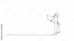 Animated self drawing of continuous line draw young archer man pulling bow to shooting an archery target. Archery sport training and exercising concept. Full length single line animation illustration.