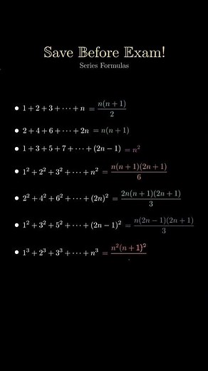 Series Formulas in One Shot | Save Before Exam | Math Short Tricks #maths #seriesformulas #series