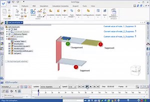 See how to use the Add Suppression Variable command when animating assembly relationships. Suppression variables are applied to assembly relationships that change over time. | Designcenter Solid Edge