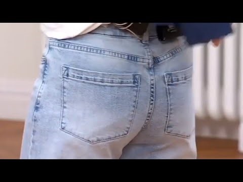 QVC host Amy Stran models jeans 1100