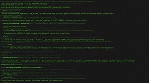 Screen hacker, writing programs. Green letters and symbols moved to the bottom across the screen.