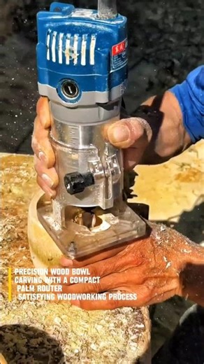 Precision Wood Bowl Carving with a Compact Palm Router | Satisfying Woodworking Process
