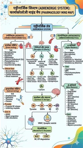 Adrenergic System Pharmacology Mind Map 🧠🔥 #Shorts