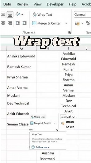 Excel Wrap Text Shortcut | Alt + H + W | Excel Tips & Tricks #shorts #excel #excelshorts #exceltips
