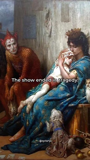 Nyctorya on Instagram: "For a 19th-century circus family, life was a constant performance. The applause and the bright lights hid the brutal reality of their existence: if they didn’t perform, they didn’t eat. This pressure often forced them to push their bodies—and their children—to the breaking point. In this tragic painting, the show is over, but the applause has been replaced by silence. A young acrobat has been injured during the act. He lies in his mother’s arms, pale and bandaged, wearing