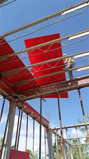 Install formwork for First Slab and Beam #Pouring #construction #excavator #work #workshop