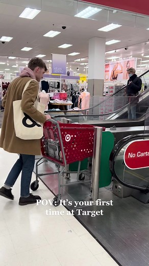 ‘’Margot, they have an escalator for our shopping cart!?!!?!’’ | target