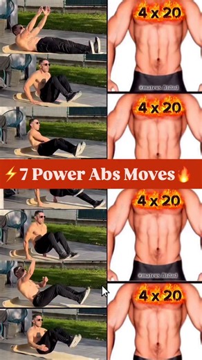 7 Power Abs Moves 💪🏼🔥⚡️🍫 #fitover40 #powerabs#homme30ansplus #femme30ansetplus #fitnessmotivation #newbeginnings #nutrition #fitover30 #lowerabsexercises #obliqueworkout | Mateus Fernandes-mrata