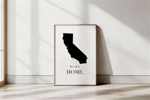 California Travel Poster: Minimalist California State Map Wall Art, Modern Printable Home Decor, US Black and White Print (digital Download) - Etsy