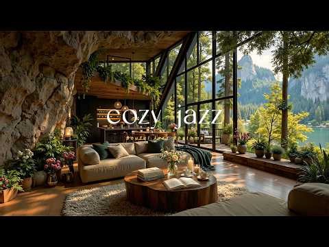 Cozy Forest Coffee Shop Jazz | Relaxing Jazz Instrumental & Nature Sounds for Work, Stress Relief