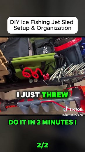 How to: How I Setup And Organize My DIY Ice Fishing Sleigh Custom Jet Sled (Smitty Sled) I do it with 2$ and 2 minutes ! Part 2 #Tracksled #Smitty #sled #track #building #snowdog #tracktor #trackrat #vintage #diy #snowtok #vintagevibes #tips #trick #hack #winter #fyp #viral