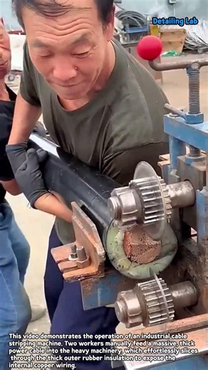 Heavy-Duty Cable Stripping Machine In Action #worker #process #machinery #industrial #satisfying