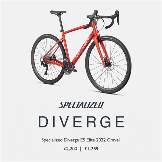  Conquer any terrain with the Specialized Diverge E5 Elite Gravel Bike! 直 ❌ WAS £2,200 ✅ NOW £1,759 Shop now our full range of Specialized Diverage gravel bikes now  https://bityl.co/HmuR  #OffRoadAdventures #AllWeatherRiders #DiverageDominace Specialized Bicycles | Evans Cycles | Facebook