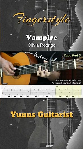 Vampire - Olivia Rodrigo - Fingerstyle Guitar Tutorial + TAB & Lyrics