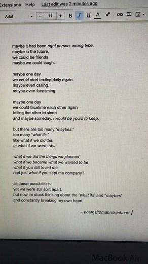 maybes and what ifs. #poetry #heartbreak