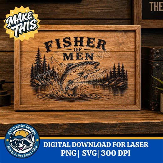 Fisher of Men Laser Fishing Themed Engraving Design Diy PNG SVG Cut File for Laser, Sublimation (digital Download) - Etsy