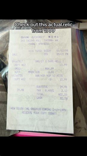 Couldn’t believe I had this receipt perfectly preserved amongst my photos. Proof I listened to epic hip hop since my youth, Sam Goody, and music prices haven’t changed much. That Source album was 🔥 #1999 #samgoody #relic #throwback #music