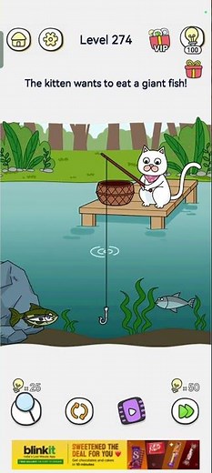 Brain out 2 Level 274 Puzzle solved 👍The kitten went to eat a glant fish #braintestsolution