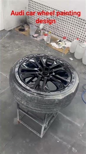 Audi car wheel painting design 🛠️ #automobile #carpainter #detailing
