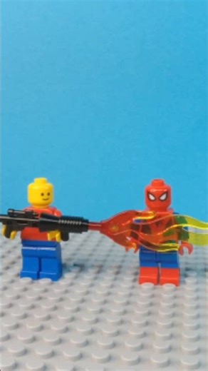 A lego minifigure barbecues Spiderman!#shorts#legoanimation