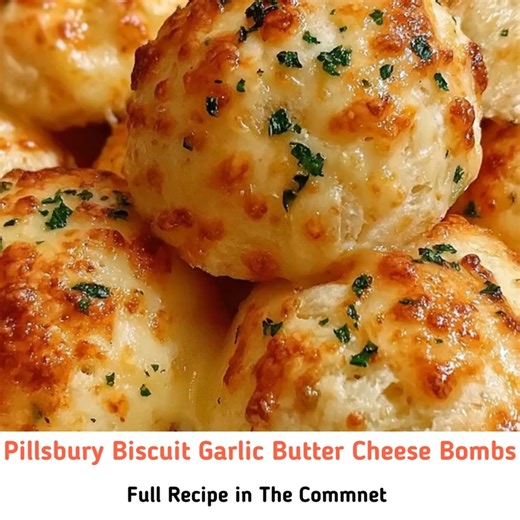 Pillsbury Biscuit Garlic Butter Cheese Bombs 😋 Soft, cheesy, and bursting with buttery garlic flavor, these cheese bombs are the ultimate snack or side dish. Perfect for any occasion—easy to make and impossible to resist! Ingredients: 1 (16 oz) container refrigerated biscuit dough (8 biscuits) 4 oz mozzarella cheese (shredded or diced string cheese works perfectly) 4 tbsp melted butter (half a stick) 1 tsp garlic powder 1 tsp Italian seasoning Pinch of salt Directions: 1️⃣ Preheat & Prep: Prehe
