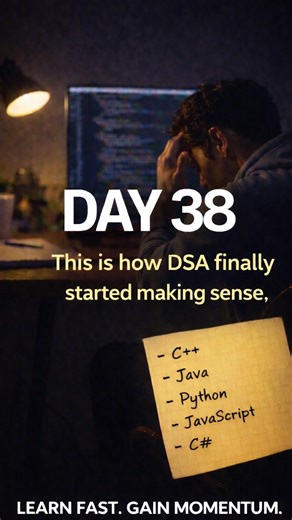 Rishabh | Coding | Dsa | Discipline on Instagram: "Day 38 If DSA feels confusing, slow, or random — I GOT YOU. This is not another motivation post. This is the clarity most students never get. Most students don’t fail DSA because they’re weak. They fail because they prepare without a system. They do this instead 👇 • switch languages every month • solve random LeetCode questions • copy solutions without understanding • never revise • hope “more problems” will fix it It doesn’t. Here’s what actua