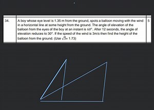 A boy whose eye level is 1.35 m from the ground, spots a balloo... | Filo