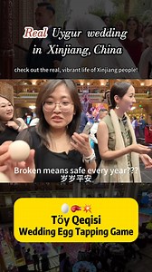 Episode ❺ Egg Tapping Game Who will win? 🥚✨ It’s the Uygur wedding egg tapping game — guests knock boiled eggs together, and the one whose egg stays uncracked gets the luck and blessings! 😄💖 #Xinjiang #UygurWedding #EggTapping #SilkRoadTradition #WeddingFun | Mihrinur Arkin