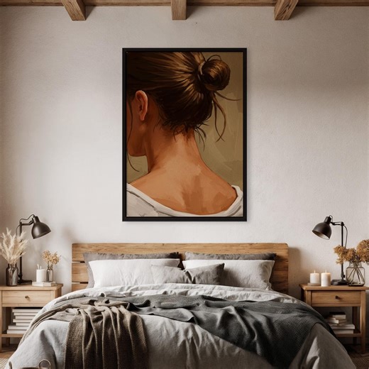 Back View Woman Portrait Print, Minimalist Female Art for Bedroom, Soft Feminine Wall Decor, Framed Modern Aesthetic Poster - Etsy