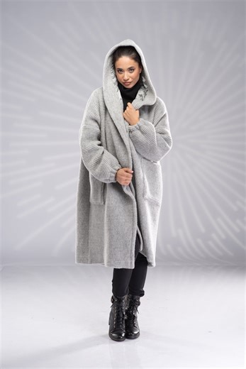 Wool Coat Women, Oversized Long Hooded Coat