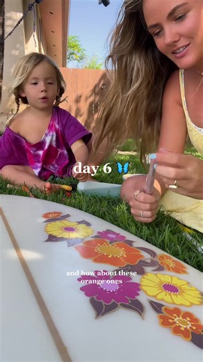 Artistic Waxing Project for Surfboard by Mom of 2