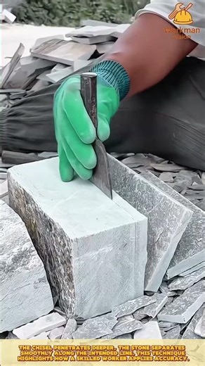 Precision Stone Shaping Method of Skilled Worker Splitting Natural Stone Blocks