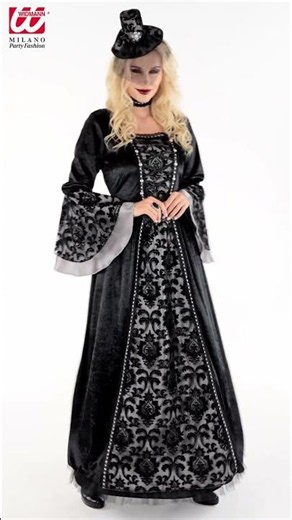 9163 - "DARK COUNTESS" (dress, hoop petticoat, choker, mini hat with veil)