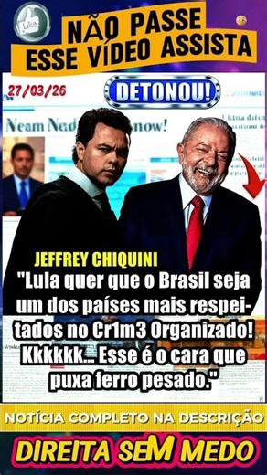 🟥 DETONOU! ⚠️ JEFFREY CHIQUINI IRONIZA LULA COM DECLARAÇÃO POLÊMICA! #urgente #shortsbrasil #stf