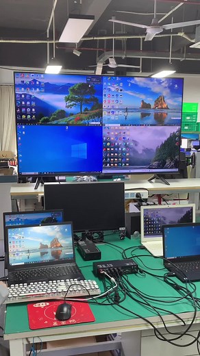 Connect 4 Laptops to One 4K TV Using KVM Switcher